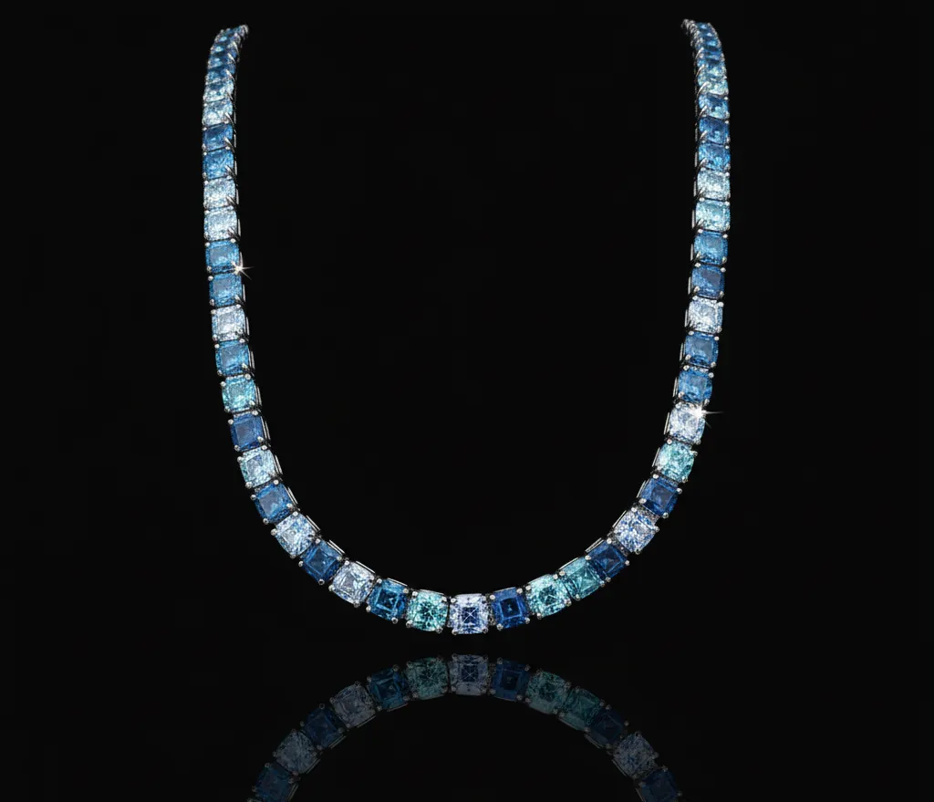 5MM Blue Moissanite Tennis Chain